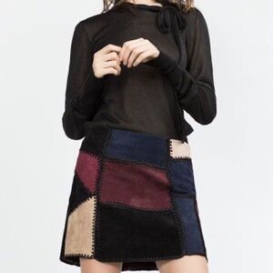 Zara Suede Patchwork Mini Skirt